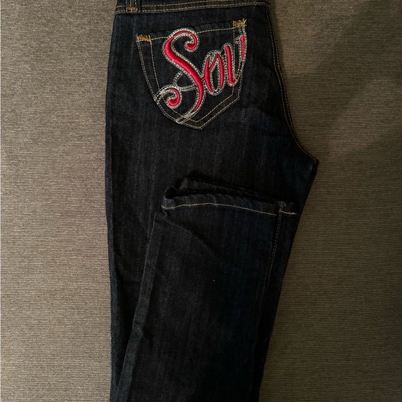 VINTAGE Y2K SOUTHPOLE DARK DENIM EMBROIDERED JEANS - Picture 7 of 8